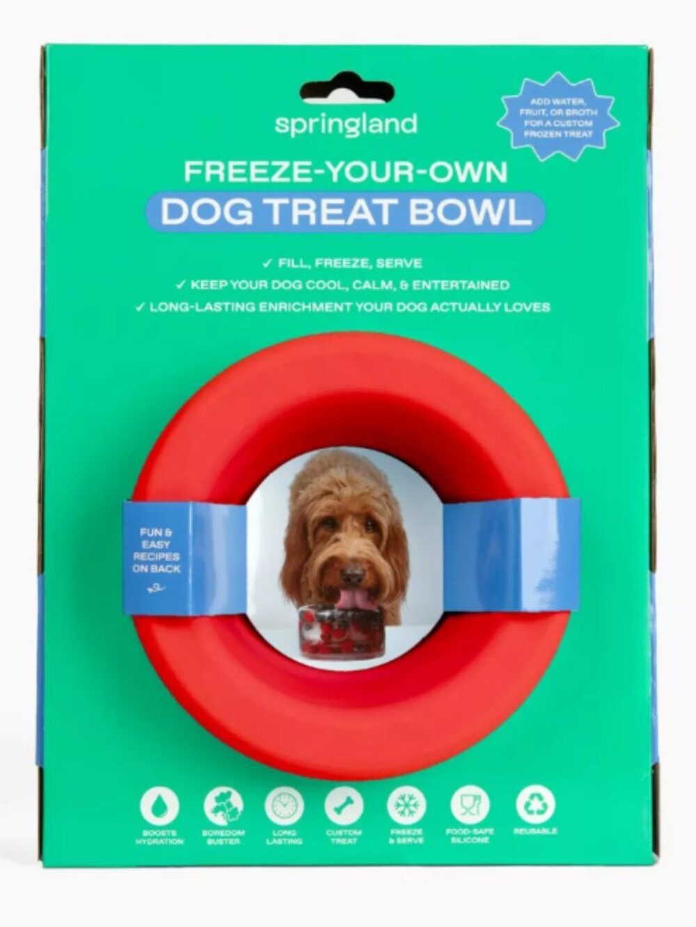 Springland Freeze-Your-Own Dog Treat Bowl | Red | NWT